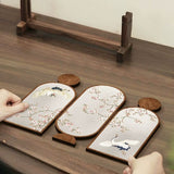 Mid-Century Chinese Style Folding Screen Tabletop Decor · Song Dynasty Aesthetics Bird & Flower Mirror Painting · 2025 New Premium Foldable Display Art