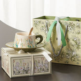 Vintage Oil Painting Lily of the Valley Coffee Cup & Saucer Set, Spring Inspired Premium Mug, Elegant Gift for Women