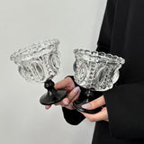Vintage Embossed Glass Cup, Luxury High-Foot Crystal Dessert Cup for Ice Cream, Yogurt & Home Use