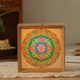 Rechargeable Dunhuang Motif Wooden Frame Night Light Creative Ambient Lamp Desktop Decor