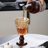 Chinese Embossed Vintage French Stemmed Glass, Household Cocktail & Champagne Glass, High-Value Decorative Juice Glass
