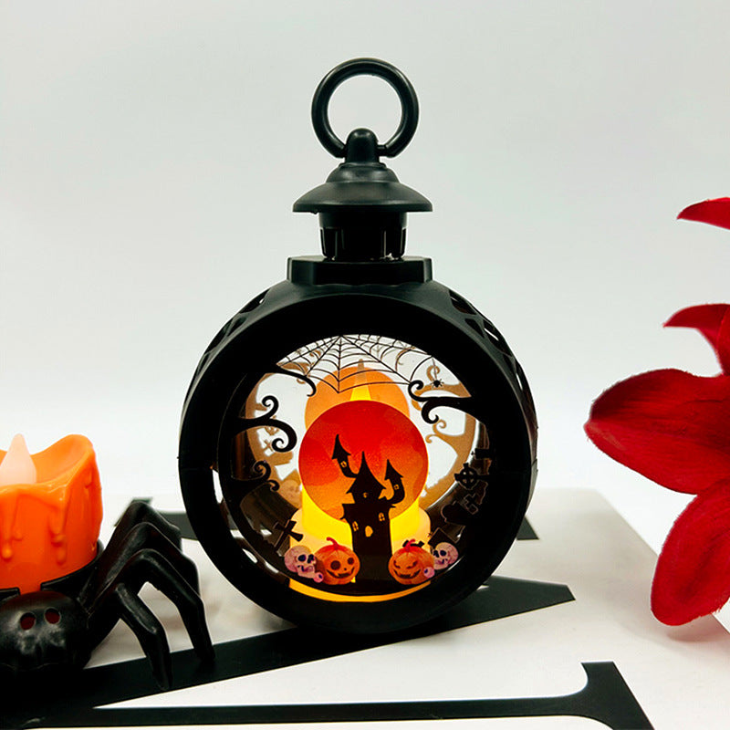 LED electronic candle Halloween portable pumpkin lantern decorative wind lantern candle lamp ornaments holiday festival layout