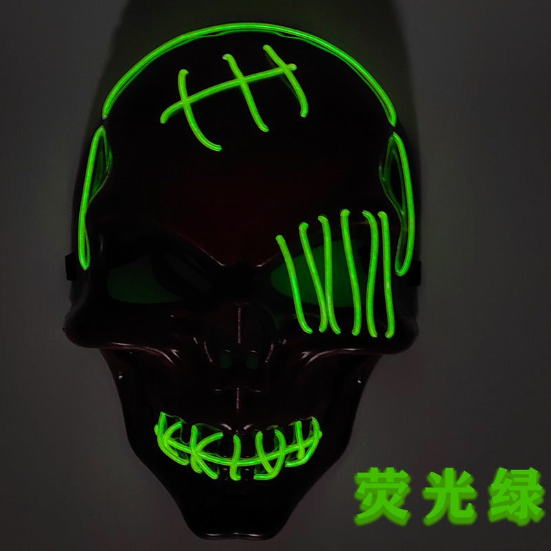 Cross-border LED luminous mask Halloween skull USB charging light horror ghost head ghost atmosphere props