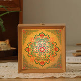 Rechargeable Dunhuang Motif Wooden Frame Night Light Creative Ambient Lamp Desktop Decor