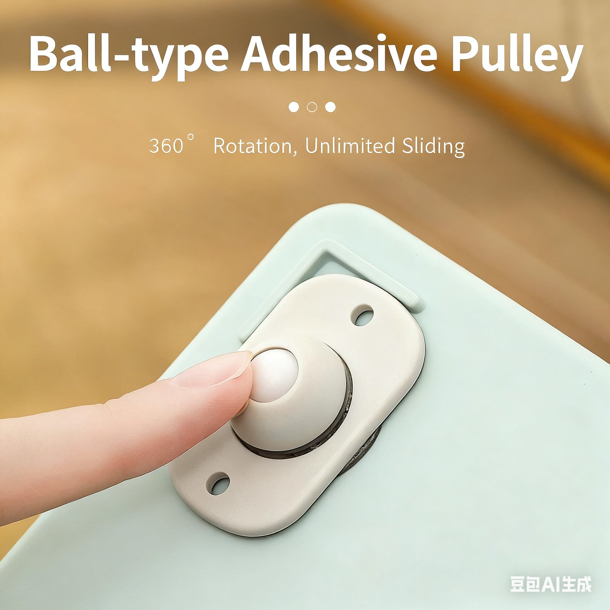 4-piece universal pulley system for racks, trash cans, and storage boxes under the bed