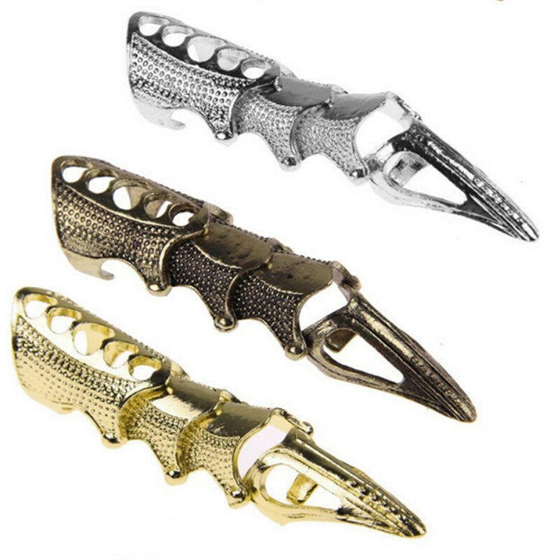Jewelry manufacturers supply European and American retro punk cool pointed long joint ring four-section ring