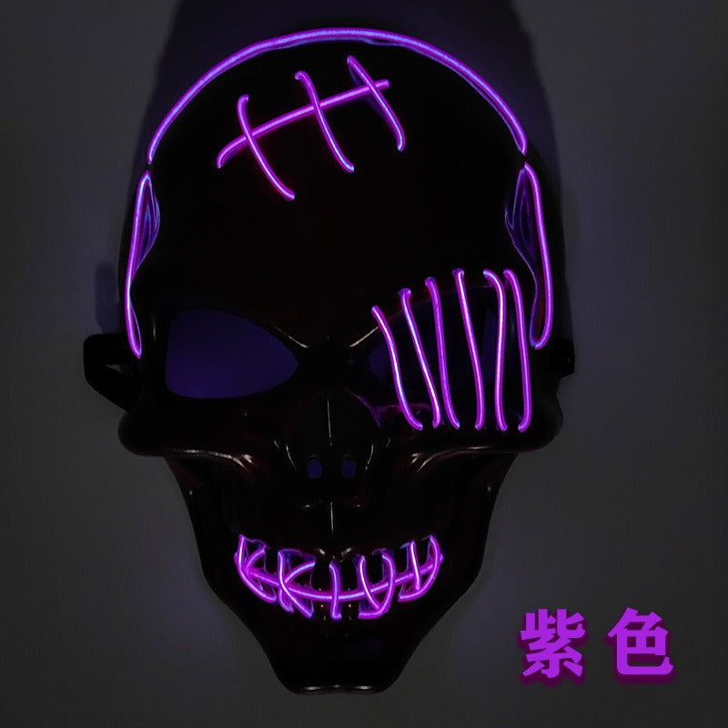 Cross-border LED luminous mask Halloween skull USB charging light horror ghost head ghost atmosphere props