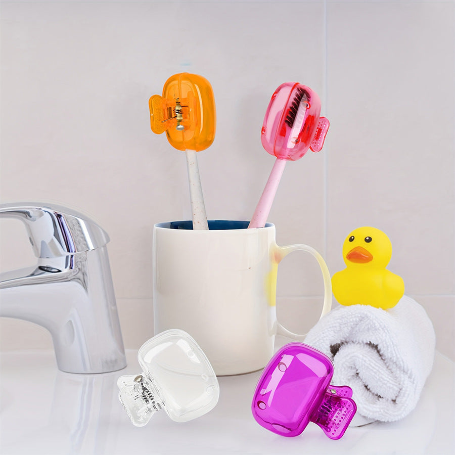 Cross-border hot-selling toothbrush storage clip portable plastic toothbrush box toothbrush protective cap travel essential toothbrush protective cap