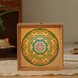 Rechargeable Dunhuang Motif Wooden Frame Night Light Creative Ambient Lamp Desktop Decor